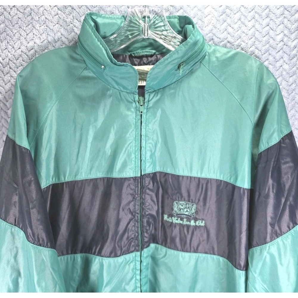 Izod Club Jacket Mens XL Turquoise Nylon Full Zip Vintage Ponte Vedra Inn & Club